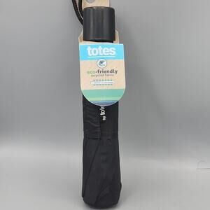 Totes Rain & Sun Auto Open Umbrella with Large 43" Coverage New Black